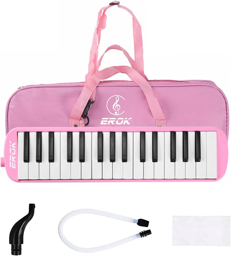 EROK 32 Keys Melodica Keyboard Instrument - Portable with Carrying Bag, Ideal for Beginners & Adults Gift (Pink) - Image 1